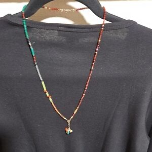 Colorful Beaded Necklace with Gold Accents